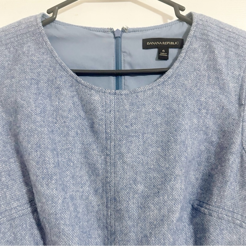 Banana Republic Wool Blend Sheath Dress Women’s 6 Blue Short Sleeve Lined Career - Picture 6 of 8